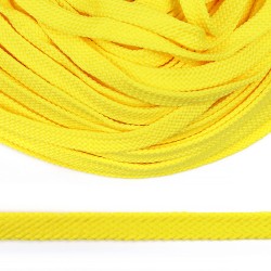 Шнур плоский полиэфир 12 мм турецкое плетение цв.016 желтый уп.50 м