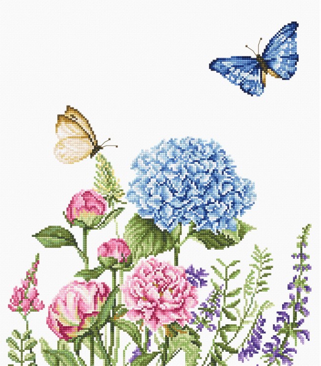 Набор для вышивания LUCA-S арт. B2360 Летние цветы и бабочки 21х25см