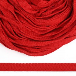 Шнур плоский х/б 15мм турецкое плетение TW цв.012 красный уп.50м