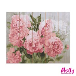 Картины по номерам на дереве Molly арт.KD0086 Царские пионы (24 Цвета) 40х50 см