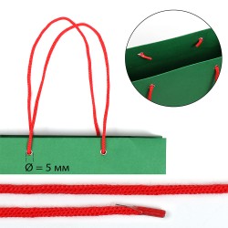 Шнурок для пакетов с крючком вязанный полипропилен пп5 d5мм L40см цв.18 красный (уп 100шт/50пар)