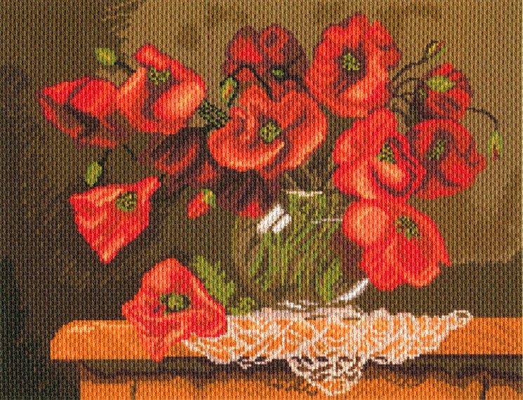 Рисунок на канве МАТРЕНИН ПОСАД арт.37х49 - 1813 Натюрморт с маками упак (1 шт)