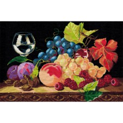 Набор для вышивания мулине НИТЕКС арт.0206 Натюрморт с виноградом 26х40 см