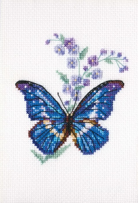 Набор для вышивания РТО арт.EH364 Синюха и бабочка 8,5х9,5 см