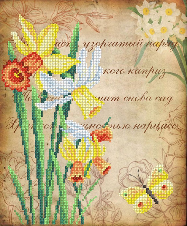 Рисунок на габардине МП СТУДИЯ арт.Г-169 Юные нарциссы 40х35/23х28
