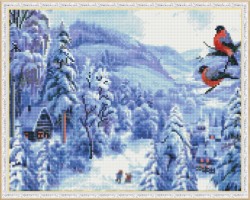 Картина 5D мозаика с нанесенной рамкой Molly арт.KM0979 Зимняя сказка (30 цветов) 40х50 см упак