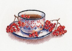 Набор для вышивания ОВЕН арт. 1452 Рябиновый чай 21х12 см