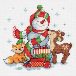 Набор для вышивания KLART арт. 8-292 Снеговик с подарками 21х20 см упак