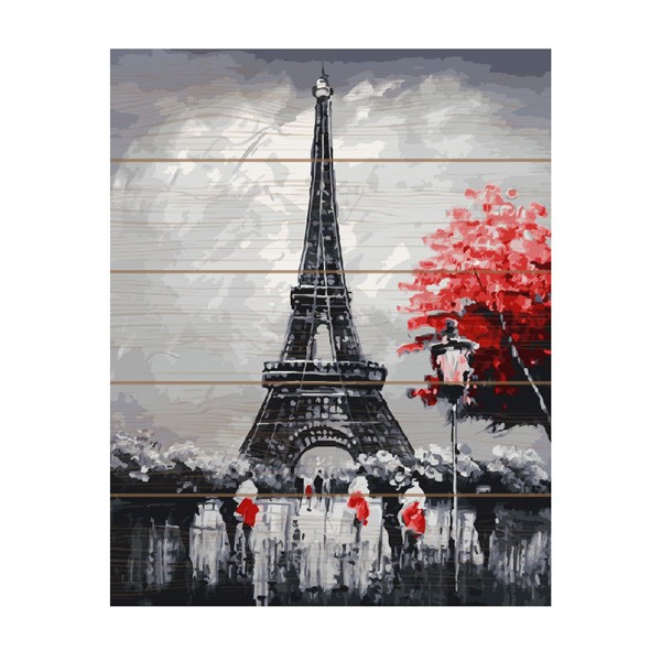 Картины по номерам на дереве Molly арт.KD0089 Вечер в Париже (21 Цвет) 40х50 см