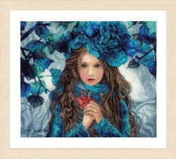 Набор для вышивания LANARTE арт.PN-0188640 Девушка с синими цветами 38х32 см