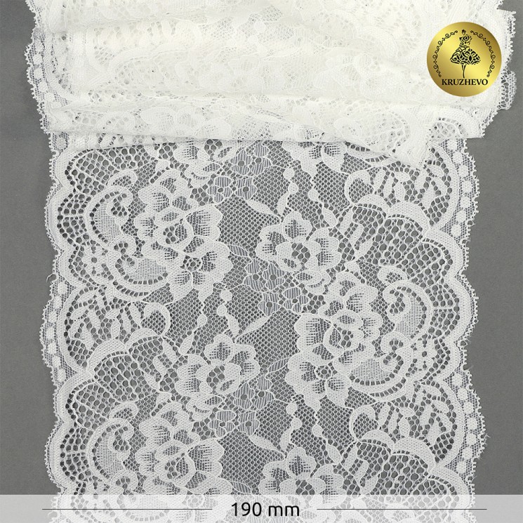Кружево-стрейч KRUZHEVO арт.TBY.6392 шир.190мм цв.004 белый уп.10м