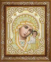 Рисунок на ткани бисером БЛАГОВЕСТ арт.И-5098 Богородица в жемчуге 14х18,5 см