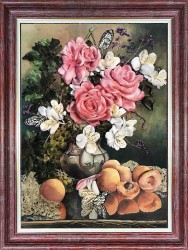 Набор для вышивки лентами КАРОЛИНКА арт. КЛ-3015(н) Розы с фруктами 27х35 см