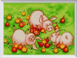 Рисунок на ткани (Бисер) КОНЁК арт. 1394 Свинки в грушах 29х39 см
