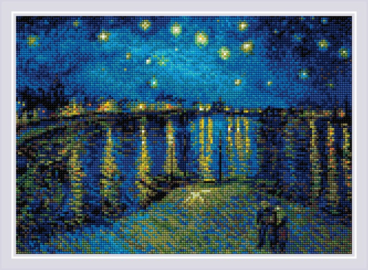 Набор "РИОЛИС" мозаичная картина арт.AM0044 Звездная ночь над Роной, по мотивам картины Ван Гога 38х27 см