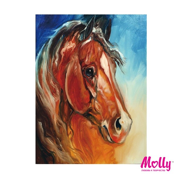 Картины по номерам Molly арт.KH0765 Рыжий конь (12 цветов) 15х20 см