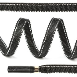 Шнурки TBY плоские 8мм арт.SLF027 длина 130 см цв.черный/серебро уп.10шт