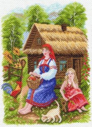 Рисунок на канве МАТРЕНИН ПОСАД арт.37х49 - 1554 Деревенский пейзаж упак (1 шт)
