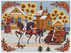 Набор для вышивания мулине НИТЕКС арт.0269 Городецкая зима 30х40 см