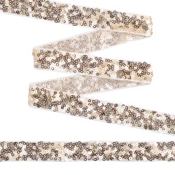 Тесьма с пайетками TBY на сетке арт. TDF02021 шир.20мм цв.белый+золото уп.17/82м