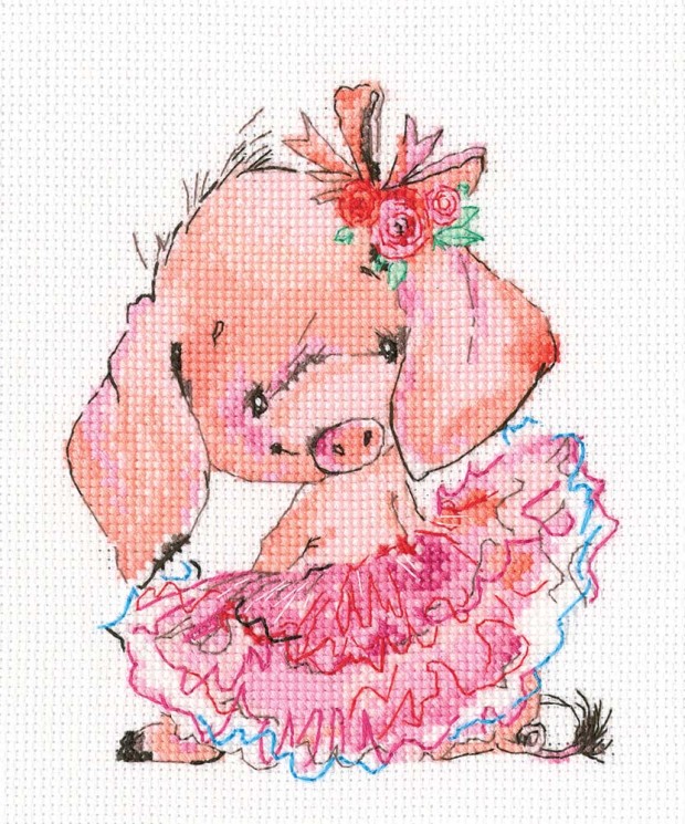 Набор для вышивания РТО арт.C314 Розовая балерина 11,5х14 см