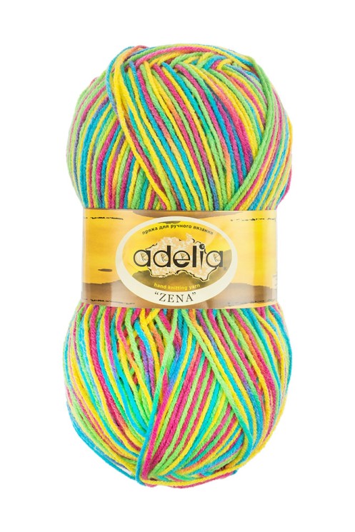 Пряжа ADELIA ZENA (100% акрил) 5х100г/308м цв.93 яр.розовый-желтый-голубой-зеленый