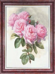 Рисунок для вышивки лентами КАРОЛИНКА арт. КЛ-4038 Ветка с розами 19,5х24,5 см