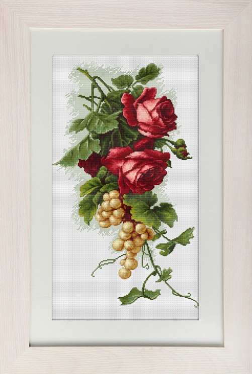 Набор для вышивания LUCA-S арт. B2229 Красные розы с виноградом 20х33 см