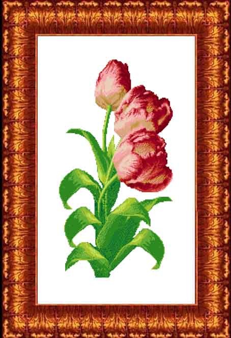 Набор для вышивки с нанесенным рисунком КАРОЛИНКА арт. КТКН-130(р) Тюльпаны 33х53 см