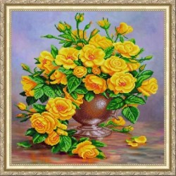 Рисунок на ткани (Бисер) КОНЁК арт. 1391 Желтые розы 40х40 см