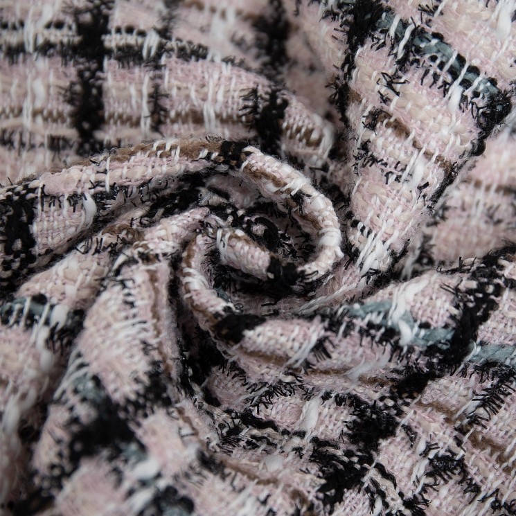 Ткань Твид Шанель 500 г кв.м 100% полиэстер шир.148 см арт.Р.35324.02 цв.02 розовый уп.25м