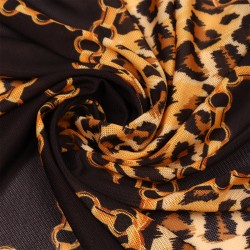 Сетка эластичная арт.T-0896 120г/м ш.150см/ принт леопард/ цв.1 черный+оранжевый рул.35м