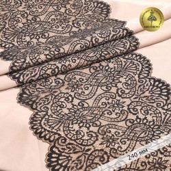 Кружево-стрейч KRUZHEVO арт.TBY.40992 шир.240мм цв.L30 кофе с молоком+черный уп.3м