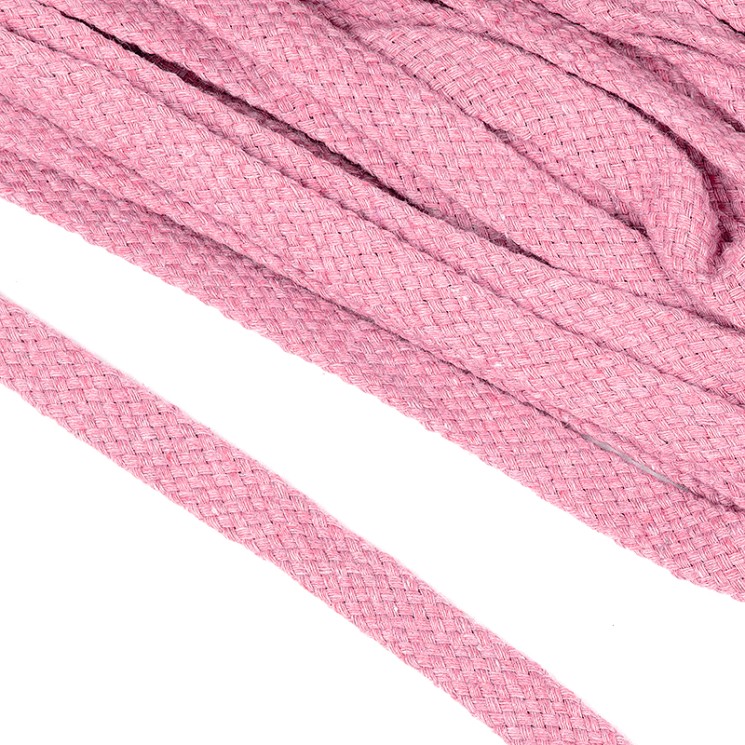 Шнур плоский х/б 10мм турецкое плетение цв.010 розовый уп.50 м