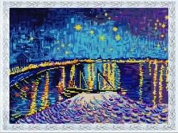 Рисунок на ткани (Бисер) КОНЁК арт. 1398 Звездная ночь над Роной (Ван Гог) 29х39 см
