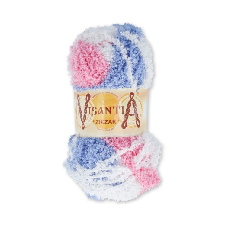 Пряжа VISANTIA ZIKZAK (100% полиэстер) 5х100г/100м цв.1055 голубой-св.розовый-бл.сиреневый