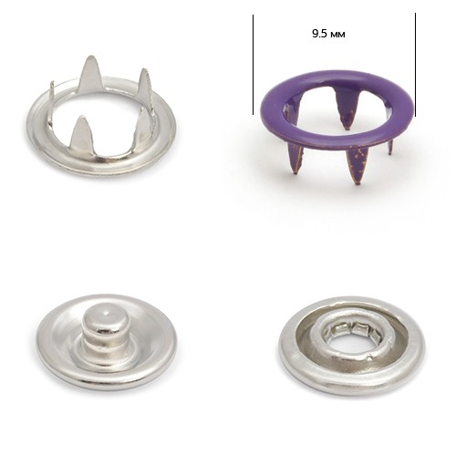 Кнопка трикотажная (кольцо) нерж 9,5мм эмаль № 175 фиолетовый уп 1440шт