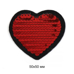 Термоаппликации арт.TBY-2161 Сердце с пайетками 5х5см, т.красный уп.10шт.