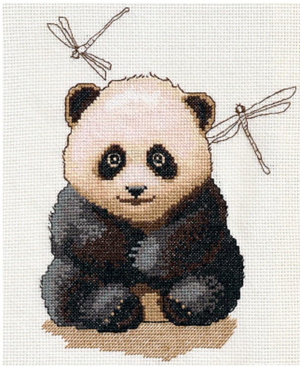 Набор для вышивания мулине НИТЕКС арт.0123 Бэби панда 18х20 см