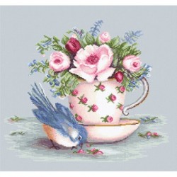 Набор для вышивания LUCA-S арт. BA2324 Птичка и чашка чая 34,5х29,5 см