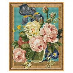 Картина 3D мозаика с нанесенной рамкой Molly арт.KM0768 Утренние пионы (30 цветов) 40х50 см
