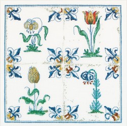 Набор для вышивания THEA GOUVERNEUR арт.485 Античная плитка, цветы 28х28 см
