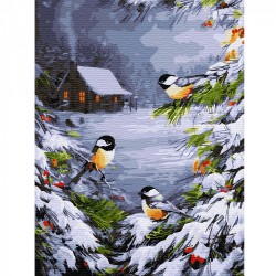 Картина по номерам с цветной схемой на холсте Molly арт.KK0052 Зимний лес (21 цвет) 30х40 см