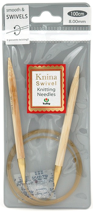 1000800 Tulip Спицы круговые "Knina Swivel" 8мм / 100см, натуральный бамбук