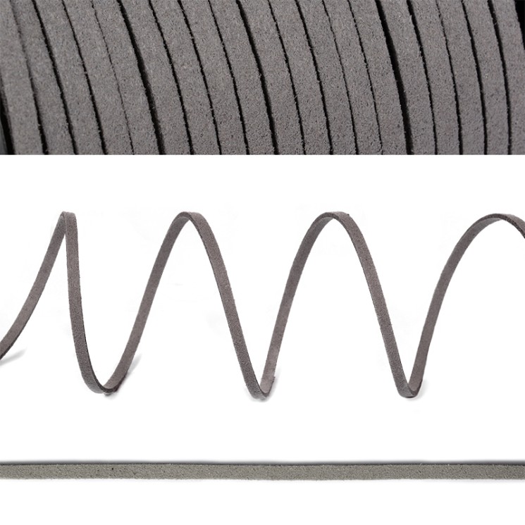 Шнур/тесьма (иск.замша) TBY.SLR311 2-3мм цв.т.серый F311 уп.50м