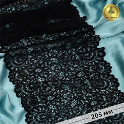 Кружево-стрейч KRUZHEVO арт.TBY.YSTL00839 шир.205мм цв.02 черный рул.130м