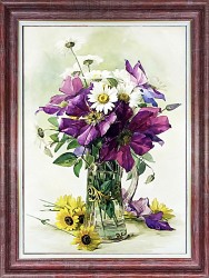 Рисунок для вышивки лентами КАРОЛИНКА арт. КЛ-4041 Полевые цветы 19,5х24,5 см