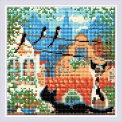 Набор "РИОЛИС" мозаичная картина арт.AM0048 Город и кошки. Лето 20х20 см