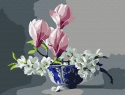 Картины по номерам Molly арт.KH0785 Магнолия в вазе (15 цветов) 15х20 см