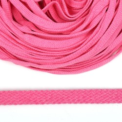 Шнур плоский х/б 12мм турецкое плетение цв.011 яр. розовый уп.50 м